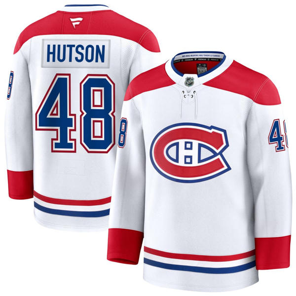 Mens Montreal Canadiens #48 Lane Hutson Fanatics White Away Jersey